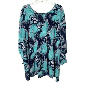 Catherines Tunic Top Paisley Pleated Flowy‎ Flutter Sleeves Fairy Whimsigoth 2X